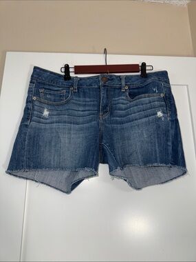 American Eagle Blue Denim Cutoff Shorts Sz 14 waist 18” inseam 4.5”